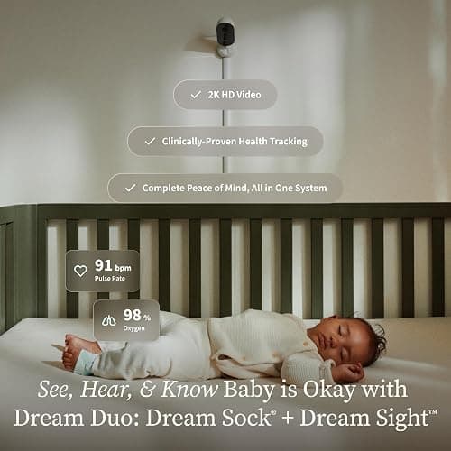 Owlet Dream Duo – FDA-Cleared Smart Baby Monitor with Sock & HD Video Cam 2K HD Video, Cry & Motion Alerts, Temp Monitoring thumbnail 2