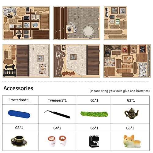 obzergem DIY Book Nook Kit -Country Cafe MINI House, Book Nook Kit for Adults, Wooden Puzzle, DIY Bookshelf Decorative Gifts, Christmas Birthday Gifts thumbnail 9