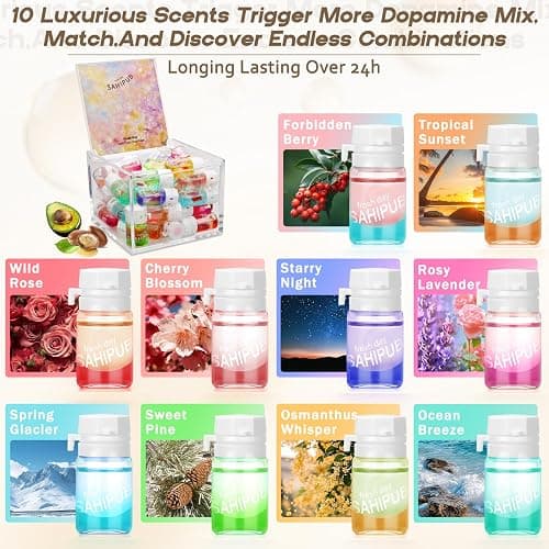 SAHIPUB Hair Oil Perfume - 40 Pcs Hair Perfume & Oil Serum Treatment Avocado Nourishing Shining for Women Man Frizz Dry Damaged Hair, Leave-in Serum Long Lasting Scent (Wild Rose) thumbnail 7