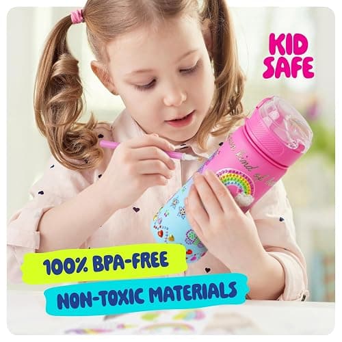 Dan&Darci Decorate Your Own Glow-in-the-Dark Water Bottle Kit for Girls - Birthday Gifts for Girl Ages 4-6 5-7 6-8 - 4 5 6 7 8 Year Old Birthday Gift Ideas - Arts and Crafts for Kids Age 6-8 thumbnail 6
