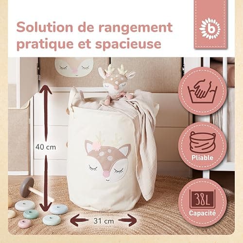 Bieco Panier à Linge Bebe Chevreuil Ella | Paniers à Linge | Laundry Basket | Corbeille a Linge Pliable Panier Linge Panier à Linge Enfant Panier Rangement Enfant Panier a Linge Bebe Panier Linge Bebe thumbnail 3