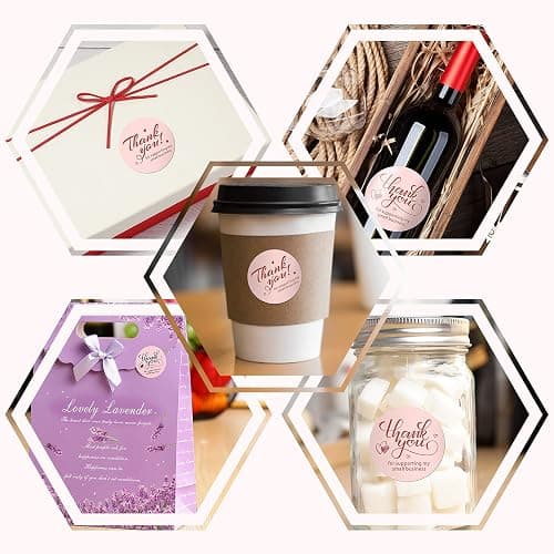 Outus 600 Pieces Thank You for Supporting My Small Business Cards and Stickers Set - Pink Gold Foil Thank You Cards for Retail Store Package Insert Envelope Seals Business Owner Sellers thumbnail 5