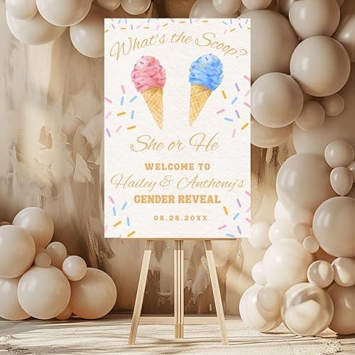 Whats The Scoop Gender Reveal Welcome Sign, Gender Reveal Party Sign, Gender Reveal Party, Gender Neutral Baby Shower Sign, Gender Reveal Welcome Sign He Or She, Gender Reveal Decoration thumbnail 2