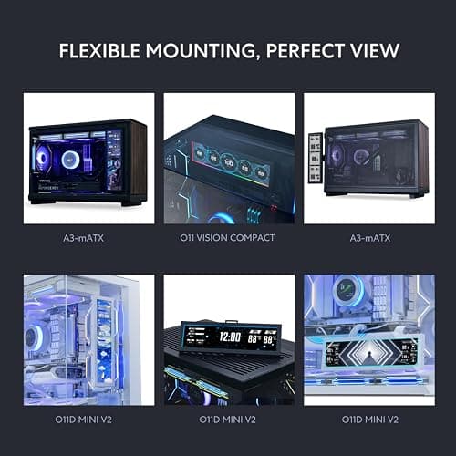 Lian Li 8.8" Universal Screen for PC - Adjustable Mounting for Any Computer Setup - Customizable ARGB Frame - PC Temperature Display Panel - LCD Screen Display - Mini Monitor - SM088X (US88 v1 Black) thumbnail 3