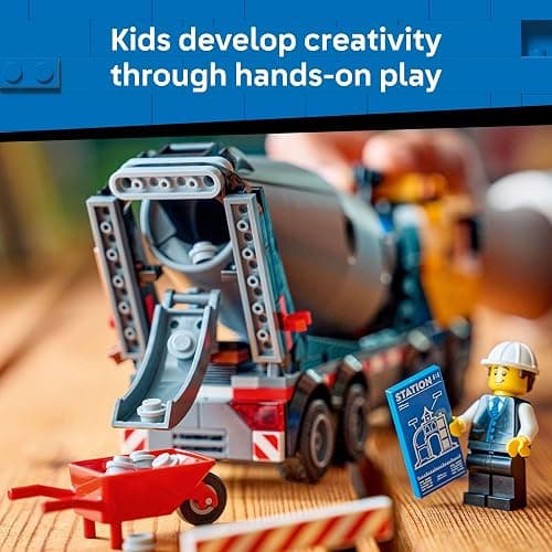 LEGO City Cement Mixer Truck Building Toy for Boys & Girls, Ages 7+ - Pretend Play Construction Toy W/Rotating Drum & 3 Worker Minifigures - Gift Idea for Birthdays - 60478 thumbnail 4