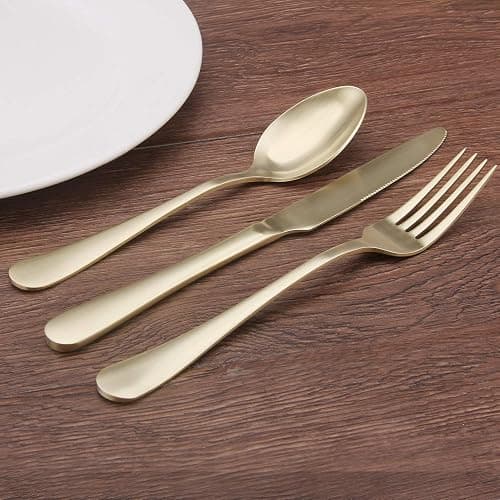 Matte champagne Silverware Set, 20-Piece Stainless Steel Flatware Set, Kitchen Utensil Set Service for 4, Tableware Cutlery Set for Home and Restaurant, Satin Finish, Dishwasher Safe thumbnail 6