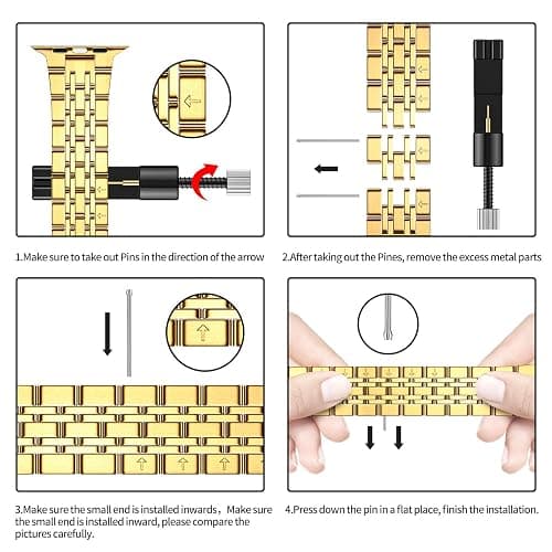 MioHHR Compatible with Apple Watch band 38mm/40mm/41mm/42mm/44mm/45mm/46mm, Solid Stainless Steel Metal Strap for iWatch Series 11/10/SE/9/8/7/6/5/4/3/2/1 Men and Women thumbnail 6
