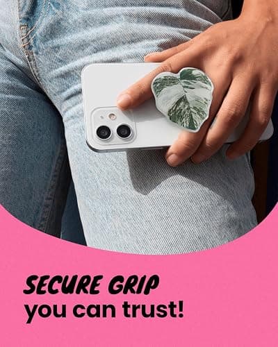 OnTheGrip Cute Acrylic Tropical Leaf Design Collapsible Expandible Mobile Phone Grip Stand Holder for Smartphone Tablet Cell Phone Accessory (Monstera Deliciosa) thumbnail 5