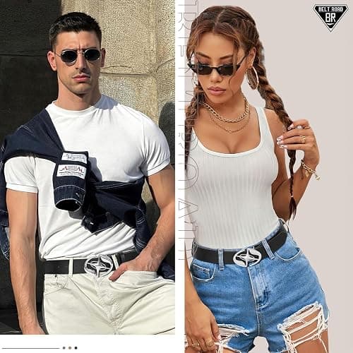 BELTROAD Rhinestone Belt for Men Women, Western Cowboy Cowgirl Belts Bling Leather Belt With Cross and Diamond for Jeans - 03-black - S for Waist 24"-34" thumbnail 2