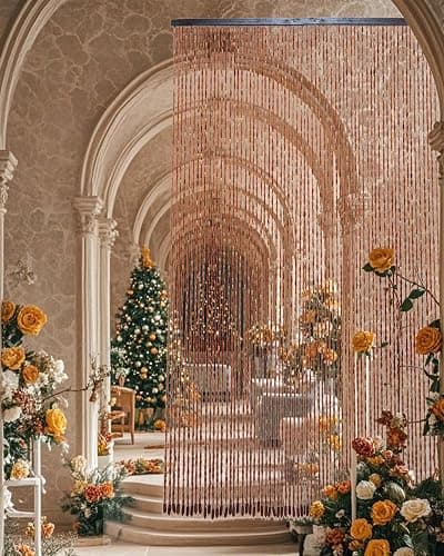 Erfolkerz 52 Strands Beaded Curtain for Doorways -35.4"x79"- Handmade Natural Beaded Curtains，Boho Doorway Wood and Bamboo Bead Curtain-As Insect Screen/Room Divider-Brown thumbnail 8