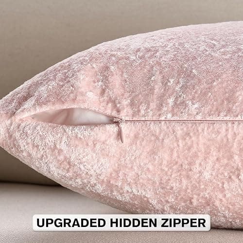 FUTEI Pink Flannel Throw Pillow Covers 26x26 Inch Set of 2,Soft Crushed Dimensional Textured Euro Pillow Shams,Modern Home Decor for Couch Living Room thumbnail 3