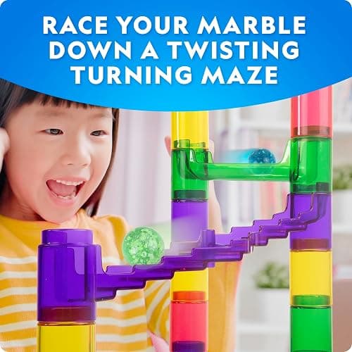 NATIONAL GEOGRAPHIC Glowing Marble Run – Construction Set with 15 Glow in The Dark Glass Marbles & Storage Bag, STEM Gifts for Boys and Girls, Building Project Toy (Amazon Exclusive) thumbnail 5