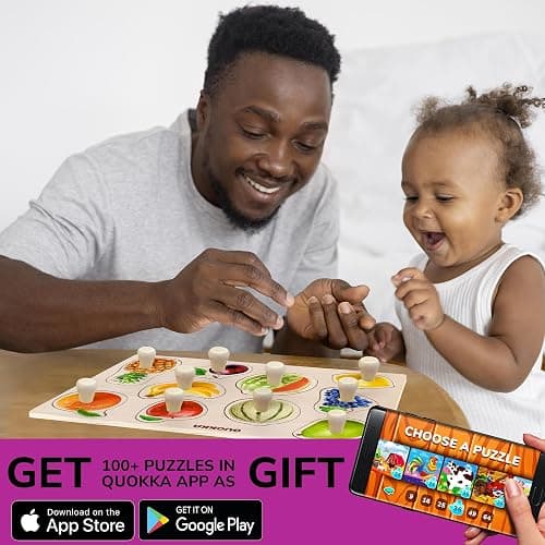 QUOKKA 8 Wooden Puzzles for Toddlers 1-3 - Toddler Montessori Puzzles Ages 2-4 in a Rack - Learning Alphabet, Numbers and Animals Toy for Kids 3-5 - Wood Games Gift for Boys and Girls thumbnail 7