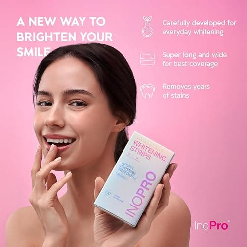 InoPro Teeth Whitening Strips 14 Treatments Kit - Enamel Safe Teeth Whitener, Peroxide-Free, Green White Strips for Teeth Whitening with Arbutin, Coconut Oil, Deep Stains Removal (28 Strips) thumbnail 6