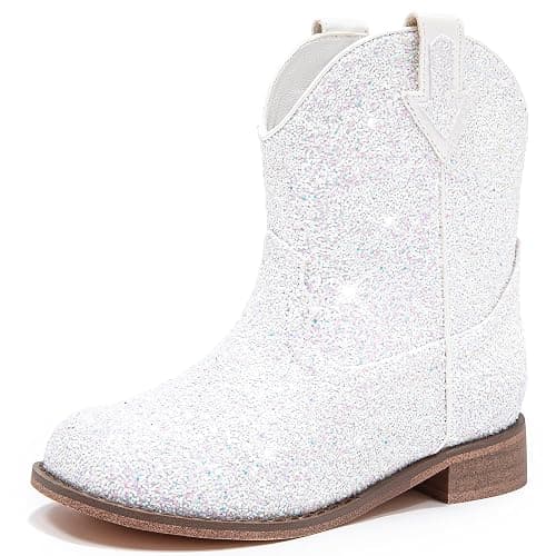 Motasha Toddler Girls Cowgirl Boots Glitter Toddler Cowboy Boot Ankle Girls Boots Little Kids Horse Riding Shoes Party Birthday - Image 1
