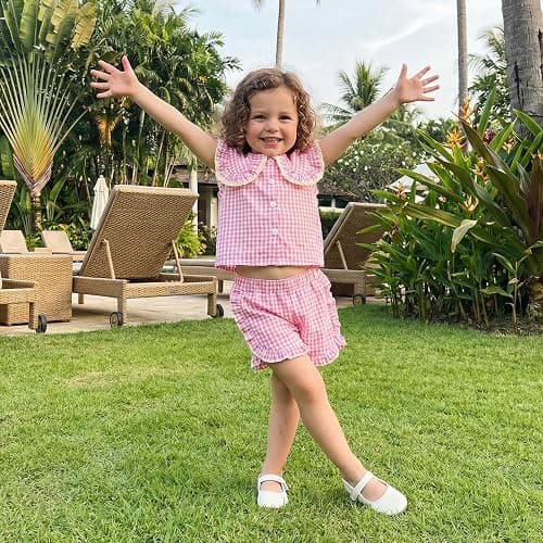 Barbotimer ​Baby Girl Clothes Summer Vintage Gingham Outfit Doll Collar Button Down Sleeveless Tank Shirt Ruffle Shorts Cute 2Pcs Toddler Kid Spring Summer Clothing Set thumbnail 2