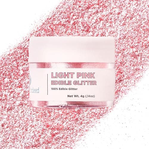 Sweets Indeed Pink Edible Glitter – Valentines Day Food-Grade Drink & Baking Shimmer for Cocktails, Beverages, Cakes & Desserts – 4 gram jar - Image 1