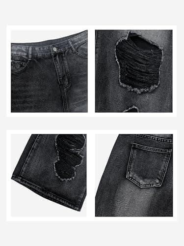 Lafaguw Baggy Jeans for Women Men Ripped Straight Leg Pants High Waisted Distressed Jeans Y2K Grunge Summer Clothes. thumbnail 7