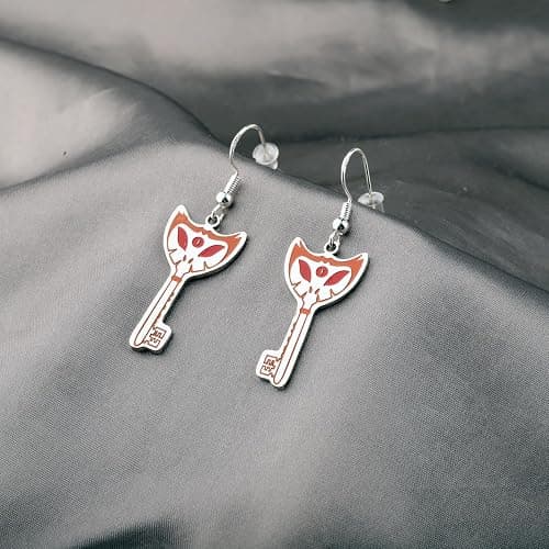 LQRI Anime Character Gifts Demon Cartoon Characters Inspired Heart-Shaped Wings Key Earrings Anime Series Merchandise thumbnail 4