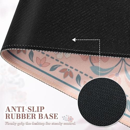 iCasso Desk Mat, Large Mouse Pad,35.4x15.7in,Peach Pink | Desk Pad Mat,Anti-Slip Big Mousepad with Stitched Edges for Work Home Offive thumbnail 4