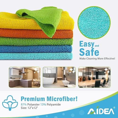 AIDEA Microfiber Cleaning Cloth, 8PK, All Purpose Microfiber Towels, Absorbent Cleaning Rags Kitchen Towels, Lint Free Dusting Cloth for House, Kitchen, Car, Window, 12"×12" thumbnail 6