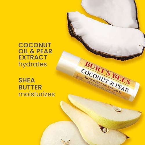 Burt's Bees Lip Balm, Beeswax, Strawberry, Coconut and Pear, and Vanilla Bean Pack, With Responsibly Sourced Beeswax, Tint-Free, Natural Lip Treatment, 4 Tubes, 0.15 oz. thumbnail 2
