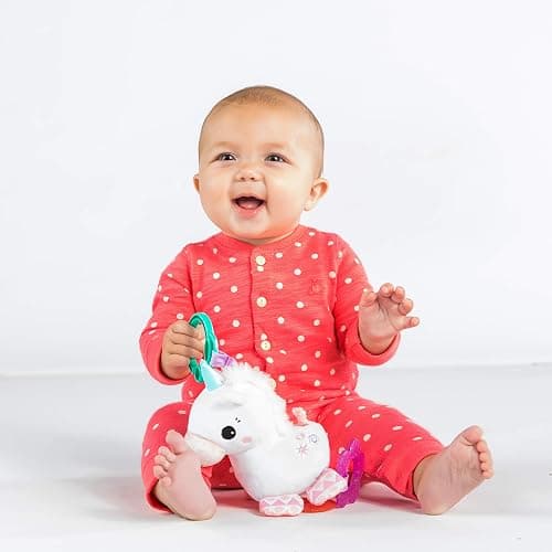 Bright Starts Unicorn Sparkle & Shine Plush Take-Along Stroller or Carrier Toy, Ages 0 Month+, Pink thumbnail 5