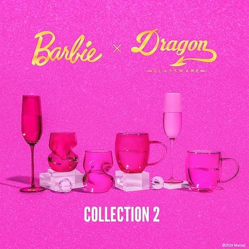 Dragon Glassware x Barbie Wine Glasses - 16 oz Magenta & Pink Wine Glasses Set of 2 - Stemless with Finger Indentations - Aerates Naturally - Barbie Gifts for Women thumbnail 7