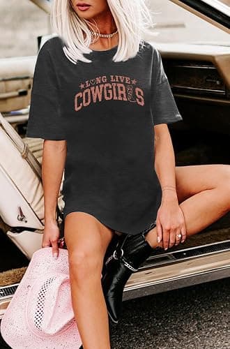 SFHFY Long Live Cowboys Shirts Women: Oversized Cowgirls Tshirt Country Music Tee Vintage Western Short Sleeves Tops thumbnail 6