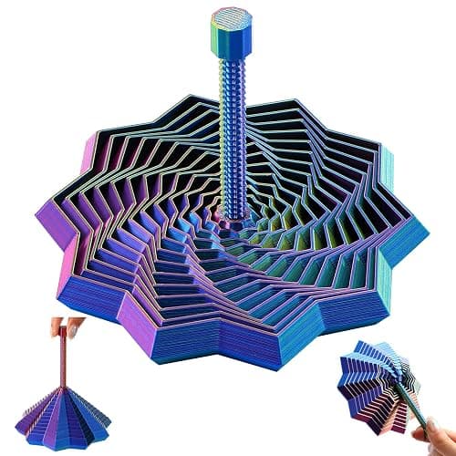 3D Printed Star Fidget Toys Adults Teen with Detachable Handle, Dual Motion Sensory Toys with Auditory Feedback,Color-Changing Spiral for Stress Relief and Focus,Gifts for ADHD and Office Desk - Image 1