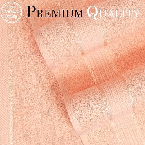 CRAFTBERRY Bath Towels Set-100% Cotton-2 Towels, 2 Hand & Washcloths-Large, Quick Dry, Absorbent, Soft Plush-Home, Gym, Spa, Hotel, Pool, Shower -6 Piece Luxury Bathroom - Peach thumbnail 3