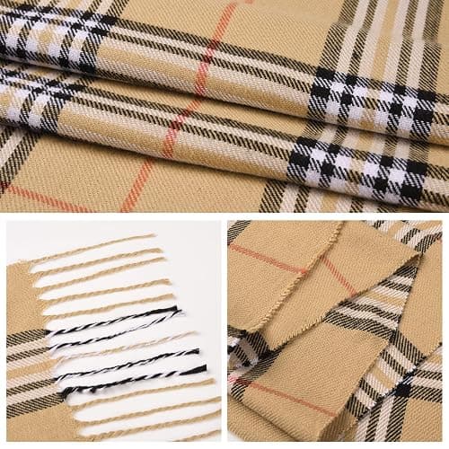 UMIPUBO Men's Scarves Classic Cashmere Wool Touch like Scarf Plaid Tartan Reversible Check Tassel Ends Solid Long Winter Scarf thumbnail 3