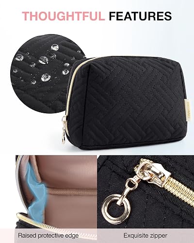 BAGSMART Small Makeup Bag, Travel Cosmetic Bag Make Up Pouch Small Travel Zipper Pouch,Water-resistant Toiletry Bag,Makeup Organizer Bag for Women, Black thumbnail 8