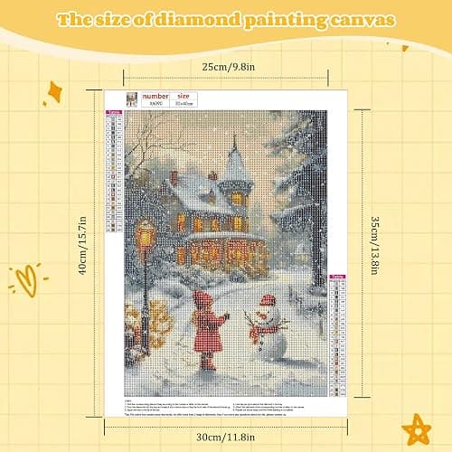 NEWENMO Cute Angel Diamond Painting Kits for Adults,5D Winter Landscape Diamond Art,Victorian House Diamant Painting,DIY Full Drill Gem Art Kits for Adults Beginners,for Home Decoration 30x40cm thumbnail 2