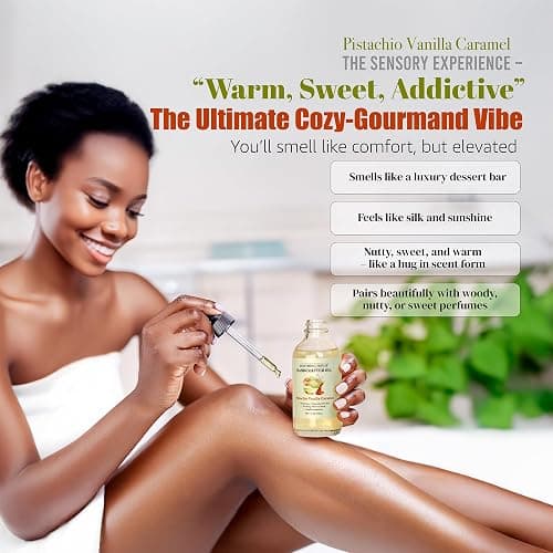 Soothing House Pistachio Vanilla Caramel Body Oil - Nourishing Body Moisturizer for Soft, Glowing Skin with Jojoba & Almond Oil (4 fl oz) thumbnail 6