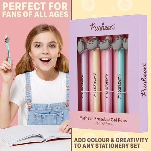 Get Trend Pusheen 5pcs Erasable Gel Ink Pens Cute Writing Pens for Kids Fun Stationery Set Kawaii Journaling Supplies Gift Set Cool Pen Gifts for Kids (Pusheen) thumbnail 6
