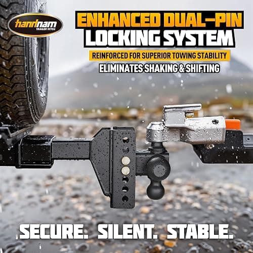 HANDNAM Drop Hitch Adjustable Trailer Hitch, Tow Hitch with 6-Inch Drop/Rise for Truck (16,500 LBS GTW), Adjustable Drop Hitch Fits 2-Inch Receiver, Trailer Hitches with Double Anti-Theft Pins Locks thumbnail 5