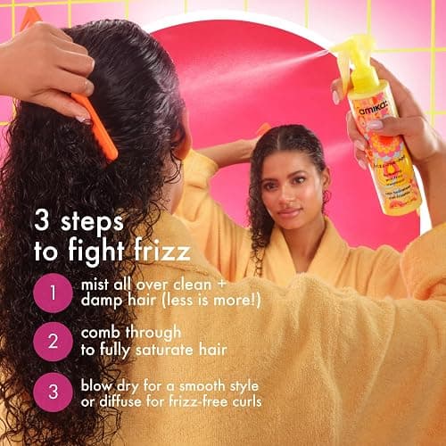 amika frizz-me-not hydrating anti-frizz treatment | lightweight hydrating spray for medium to thick coarse hair types 2a-4c, humidity + heat protection, smooth frizz for up to 3 days thumbnail 6