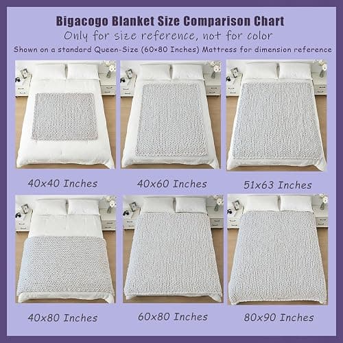 Bigacogo Chunky Knit Throw Blanket for Couch, 40x60 inches, Beige | Hand Knit with Jumbo Chenille, Soft Breathable Cable Knit for Sofa Bed Living Room, Machine Washable, Gift for Mom Friend thumbnail 5