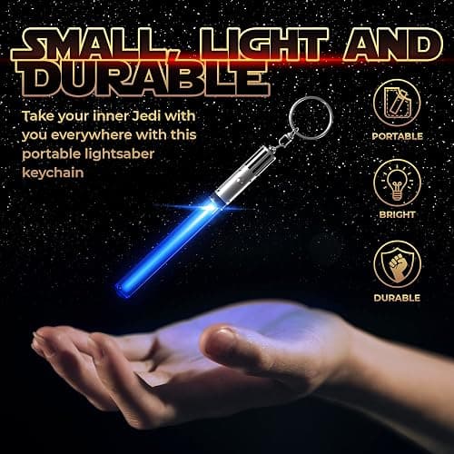 LIGHTSABER KEYCHAIN LIGHT UP LED STAR WAR Glowing Light Saber Key Chain Lightup Sabers 8 COLOR MODES: Green, Blue, Red, Baby Blue, Pink, Yellow, White, Rainbow - 1 PACK thumbnail 4