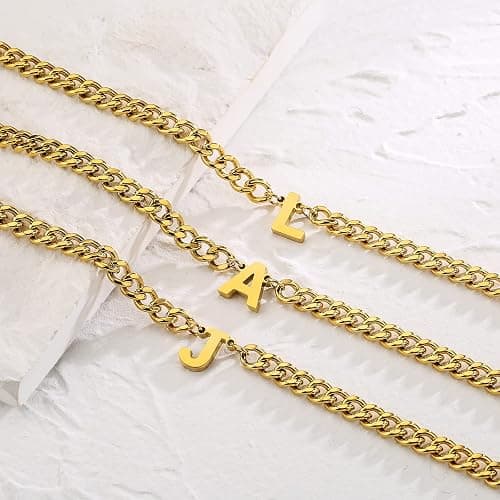 DuoDiner Stocking Stuffers Christmas Gift- Initial A-Z Cuban Link Chain Necklaces for Men Boys Letter Pendant Stainless Steel 6.5mm 18+2 Inches,Jewelry Gifts thumbnail 6