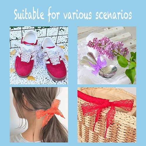 Olukssck 2 Pair Flat Laces Shoelaces, 3cm Fancy Ribbon Shoe Laces for Women | 14 colors, 4 sizes, fits for womens sneakers, athletic/sports/canvas/casual shoes, high tops thumbnail 6