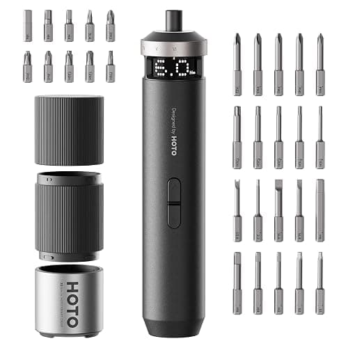 HOTO PixelDrive Electric Screwdriver, Smart Display, 6 Torque Settings, 0.5 to 6 N·m, 1/4'' Hex 30 Bits, LED Light, 2000 mAh Rechargeable Cordless Screwdriver Set for Electronics, Home Repair - Image 1