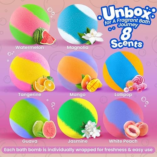 Bath Bombs for Kids with Surprise Inside, 32 Pack 1.8-Inch Fizzy Bath Bombs with 32 Different Glow-in-the-Dark Animal Toys, Kid-Friendly, Non-Toxic, 8 Scents, Birthday Party Favors & Stocking Stuffers thumbnail 6