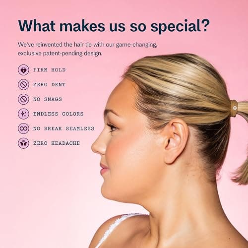 Gimme Beauty Fine Hair Elastic Bands - Slim-Fit Elastic Ties for Fine, Brittle, or Bleached Hair - No-Dent, Gentle-Grip Ponytail Holders for All-Day Comfort - 12 Pack, Dark Blonde thumbnail 3