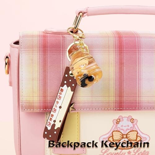 YOU WIZV Kawaii Bear Boba Keychain - Cute Liquid Water Charm for Backpacks, Adorable Gift for Women Boy Girls thumbnail 4