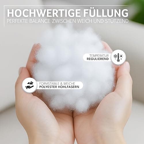 Polyester Kopfkissen (40x40 cm groß) - 2er Set Kissen für Bett und als Dekokissen - Mit Reißverschluss für Füllung - Sofakissen - Zierkissen für Couch und Sofa - Ökotex - Waschbar bis 60° - Weiß thumbnail 5
