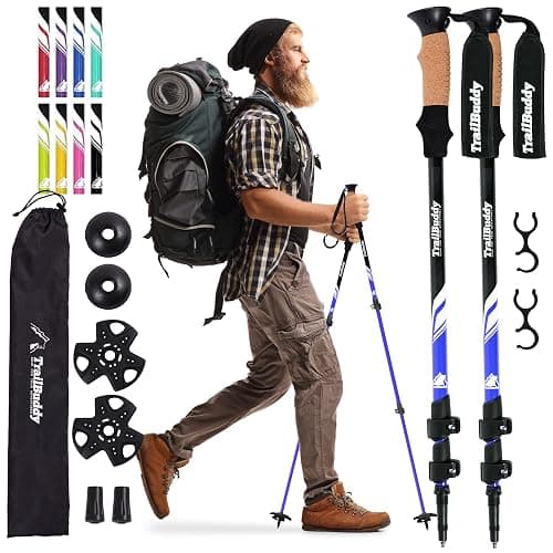 TrailBuddy Trekking Poles – Lightweight 7075 Aluminum Hiking Poles for Women, Men & Seniors – Collapsible Walking Sticks for Travel, Trails & Balance - Image 1