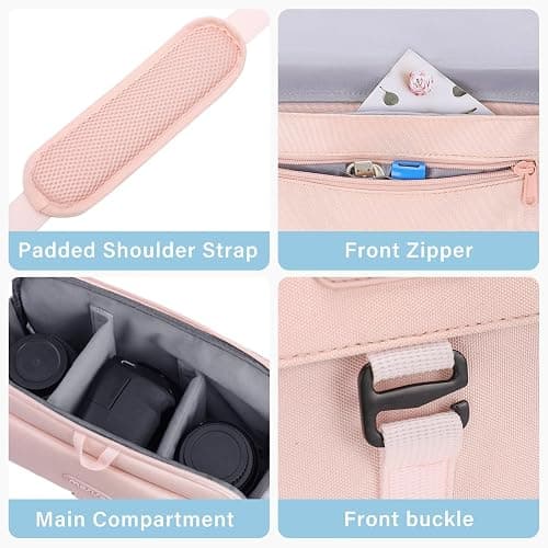 MOSISO Camera Shoulder Bag Case Crossbody Sling Purse, DSLR/SLR/Mirrorless Compact Padded Photography Handbag with Rain Cover Compatible with Canon/Nikon/Sony Cameras and Lenses, Pink thumbnail 7