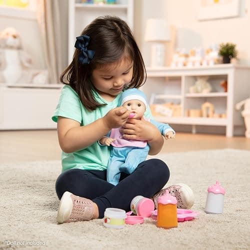 Melissa & Doug Mine to Love Baby Food & Bottle Play Set for Feeding Dolls Baby Doll Feeding Set, Disappearing Milk Bottle Toy for Kids 3+ thumbnail 7